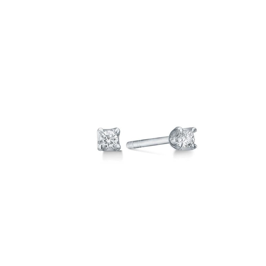 Jewellery Mads Z | Crown Earrings 14 Ct. White Gold W. 0,09 Ct.