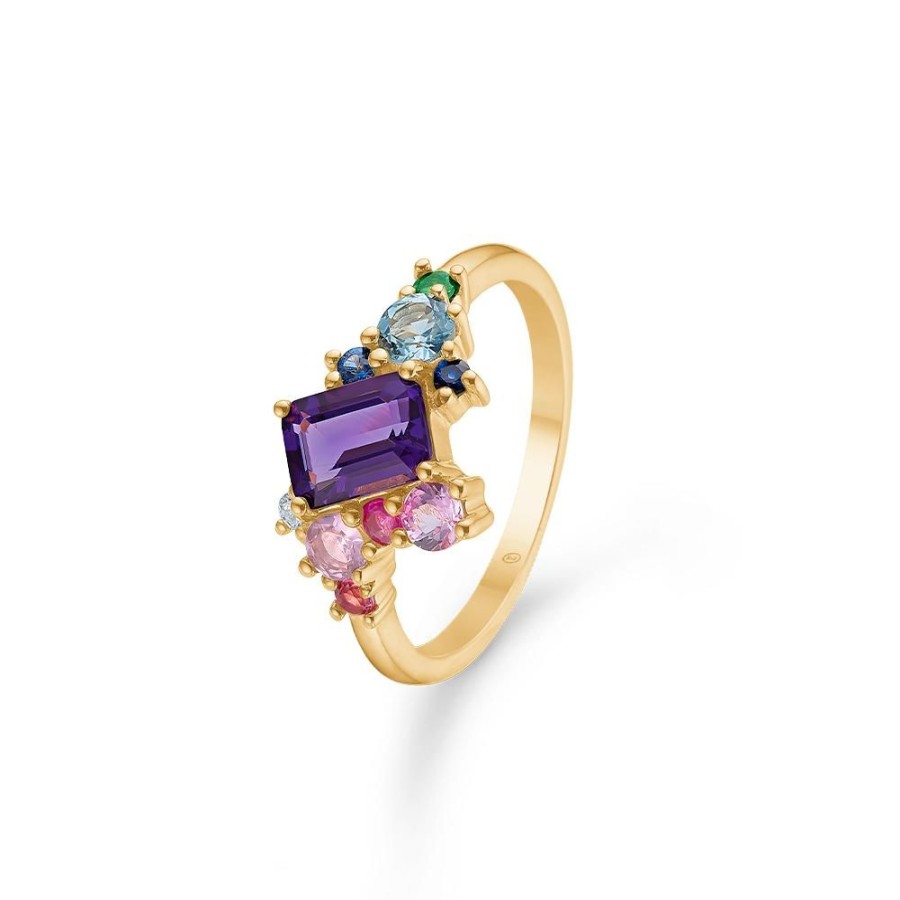 Jewellery Mads Z | Four Seasons Summer Ring In 14 Ct. Gold With Genuine Stone And Diamond