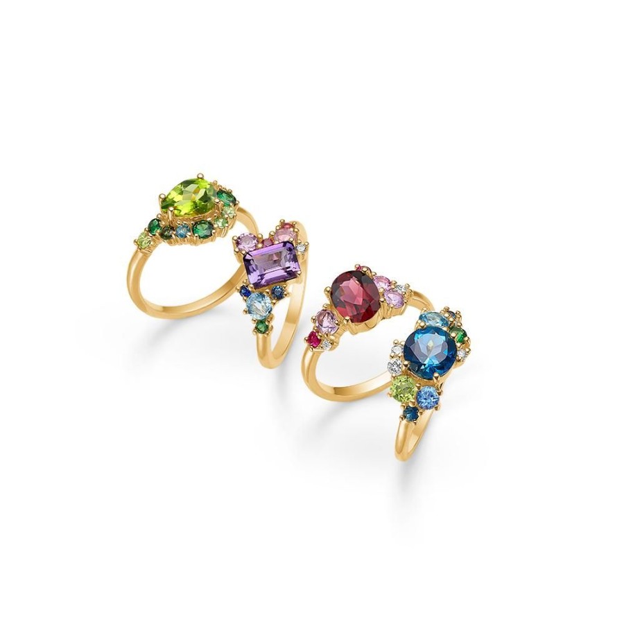 Jewellery Mads Z | Four Seasons Summer Ring In 14 Ct. Gold With Genuine Stone And Diamond