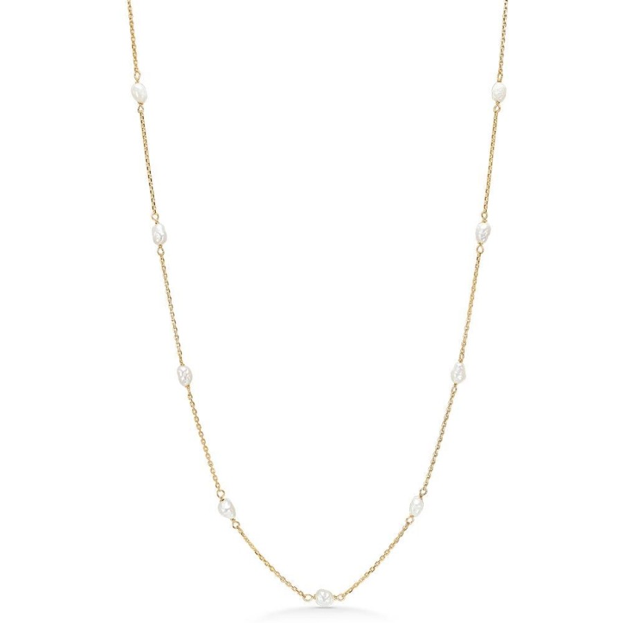 Jewellery Mads Z | Dew Drops Necklace In 8 Ct. Gold With Pearls