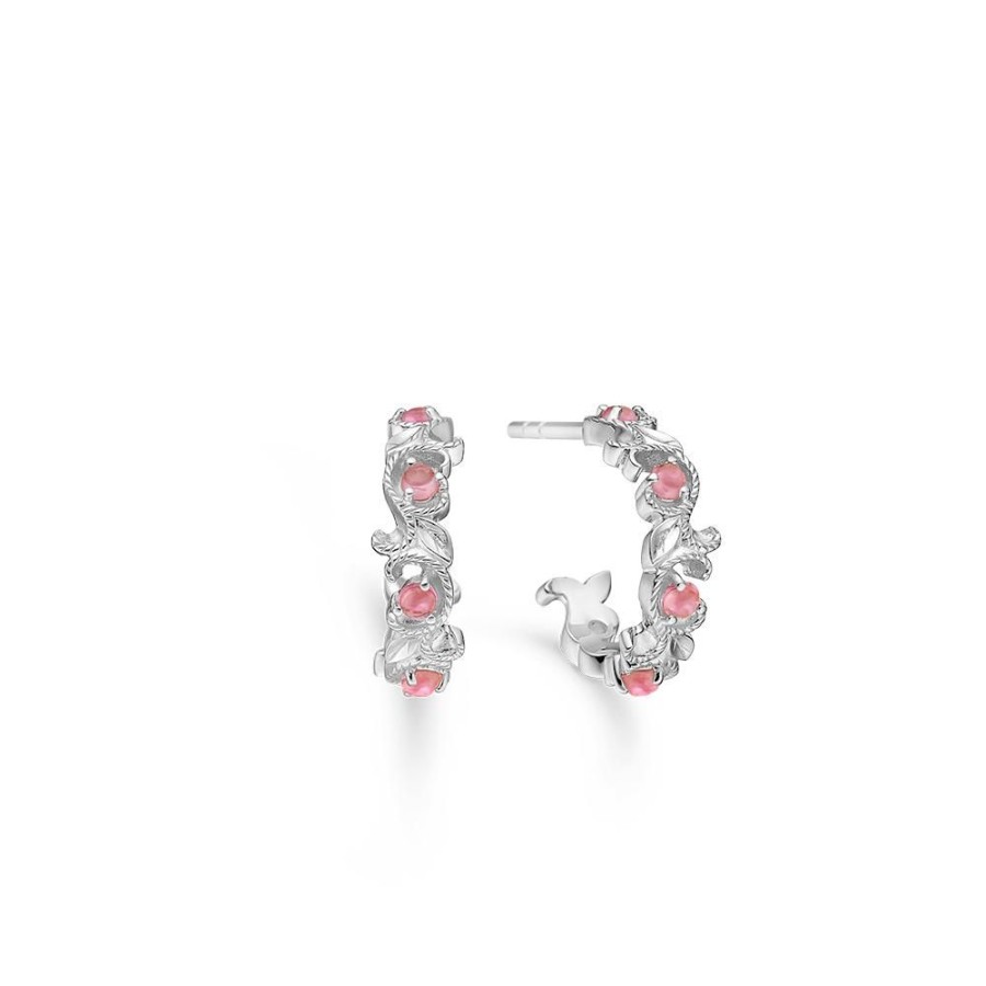 Jewellery Mads Z | Vintage Blooming Silver Earrings With Pink Tourmaline