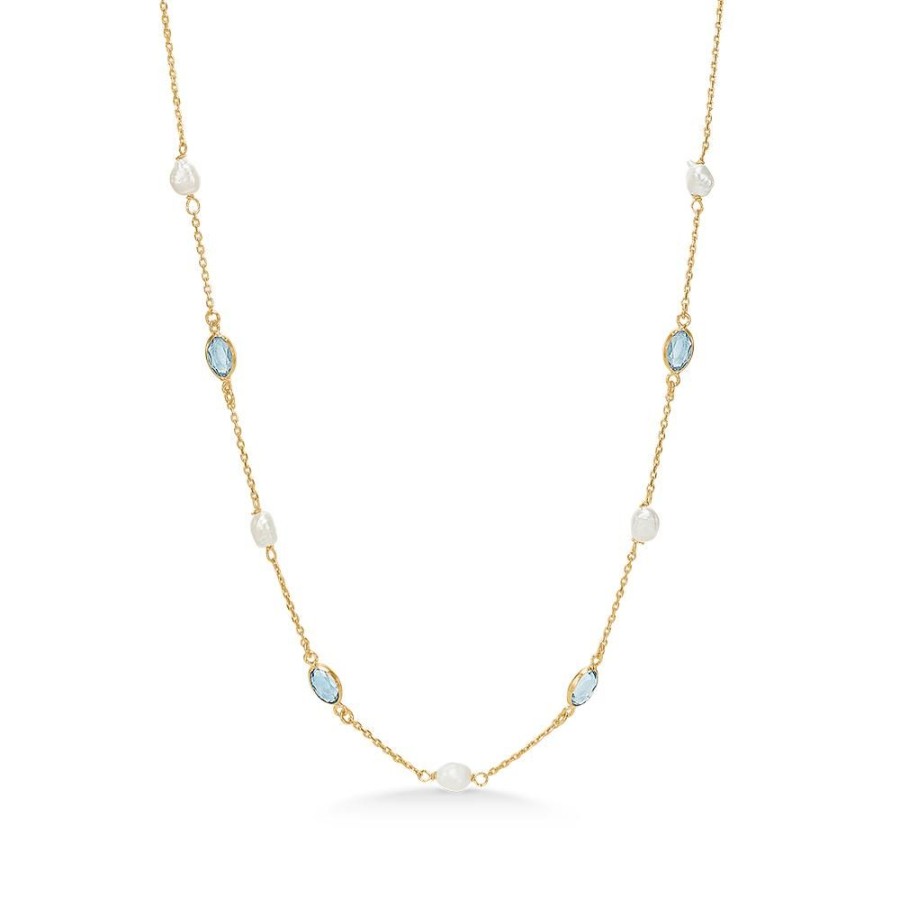 Jewellery Mads Z | Abigail Necklace In 8 Ct. Gold With Cultured Pearls And Zirconia