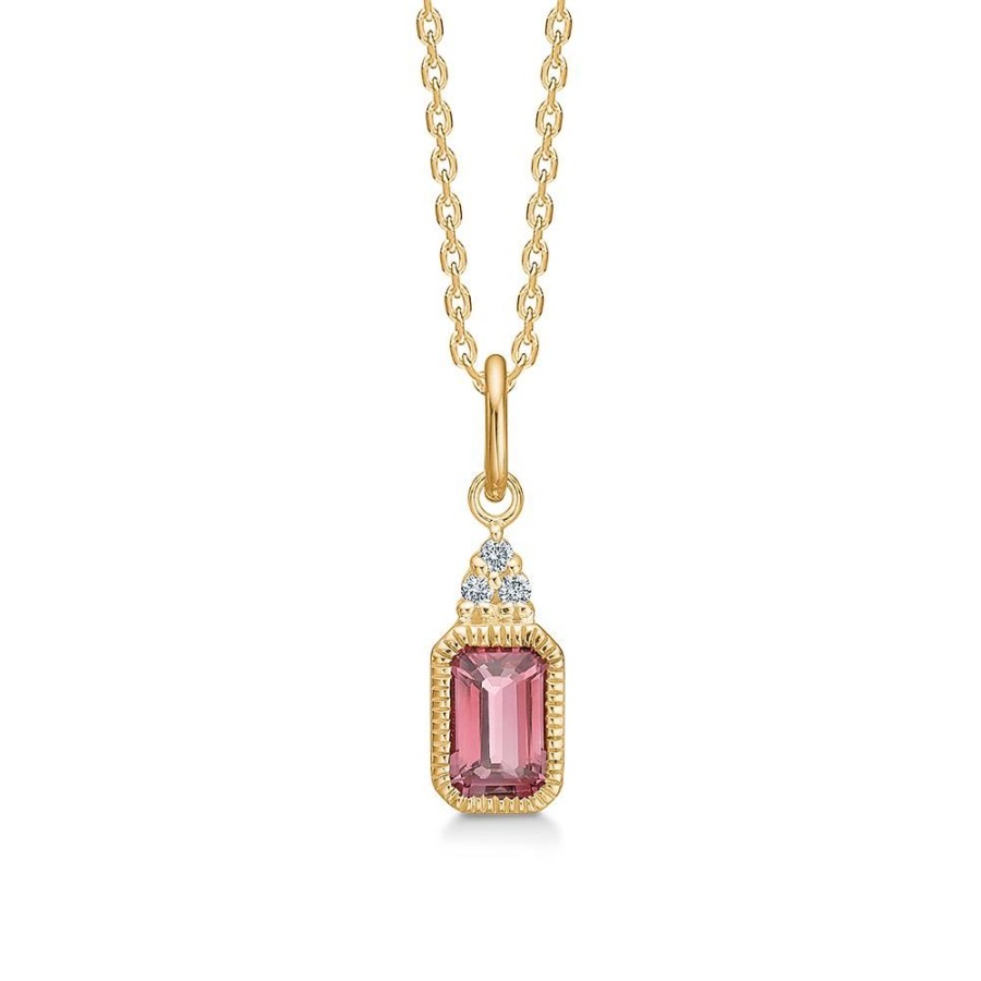 Jewellery Mads Z | Elvira Pendant In 14 Ct. Gold With Pink Tourmaline And Brilliant