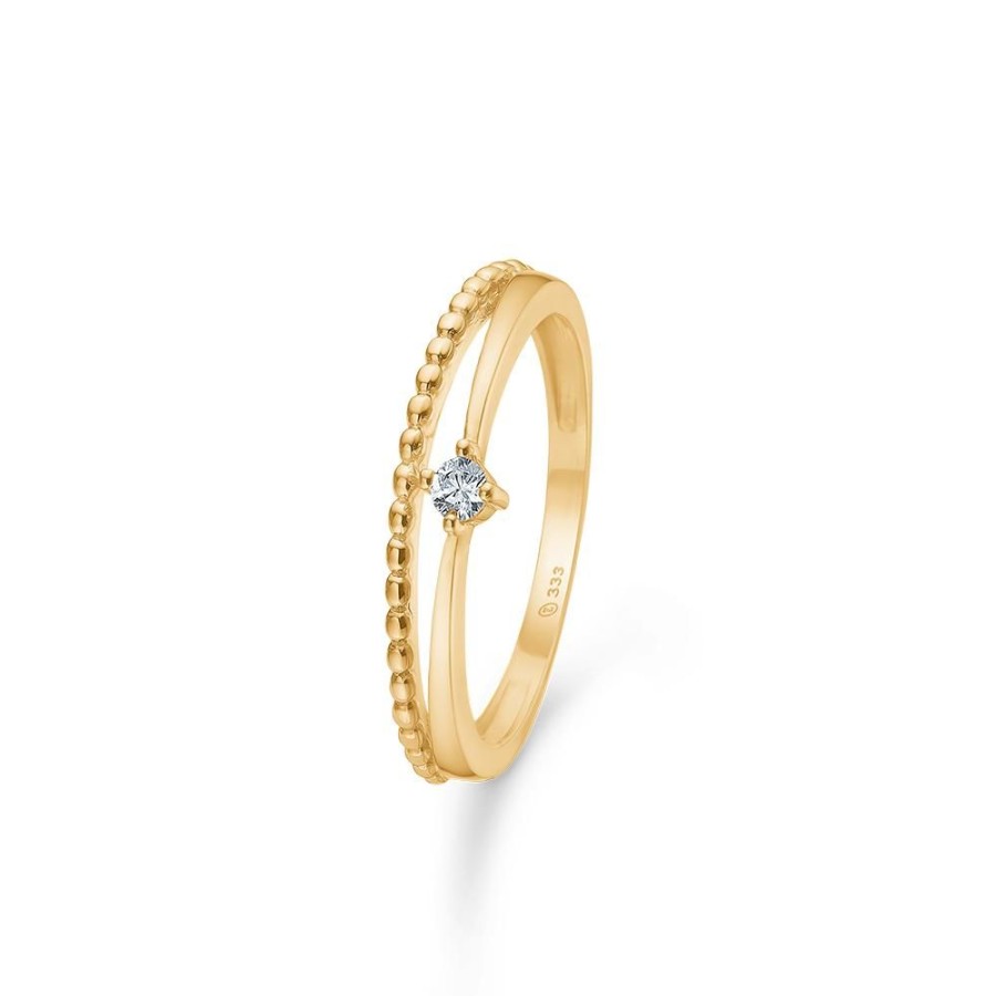 Jewellery Mads Z | Lucia Ring In 8 Ct. Gold With Zirconia