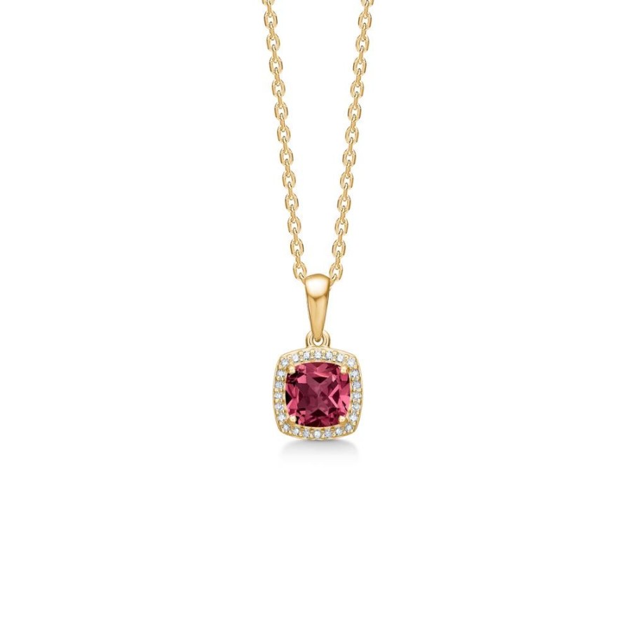 Jewellery Mads Z | Mona Lisa Pendant In 14 Ct. Gold With Rhodolite And Diamonds