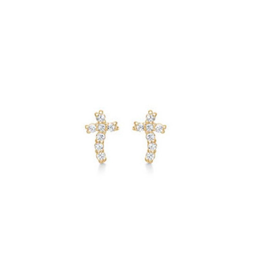 Jewellery Mads Z | 9 Kt. Gold Earrings W. Cross