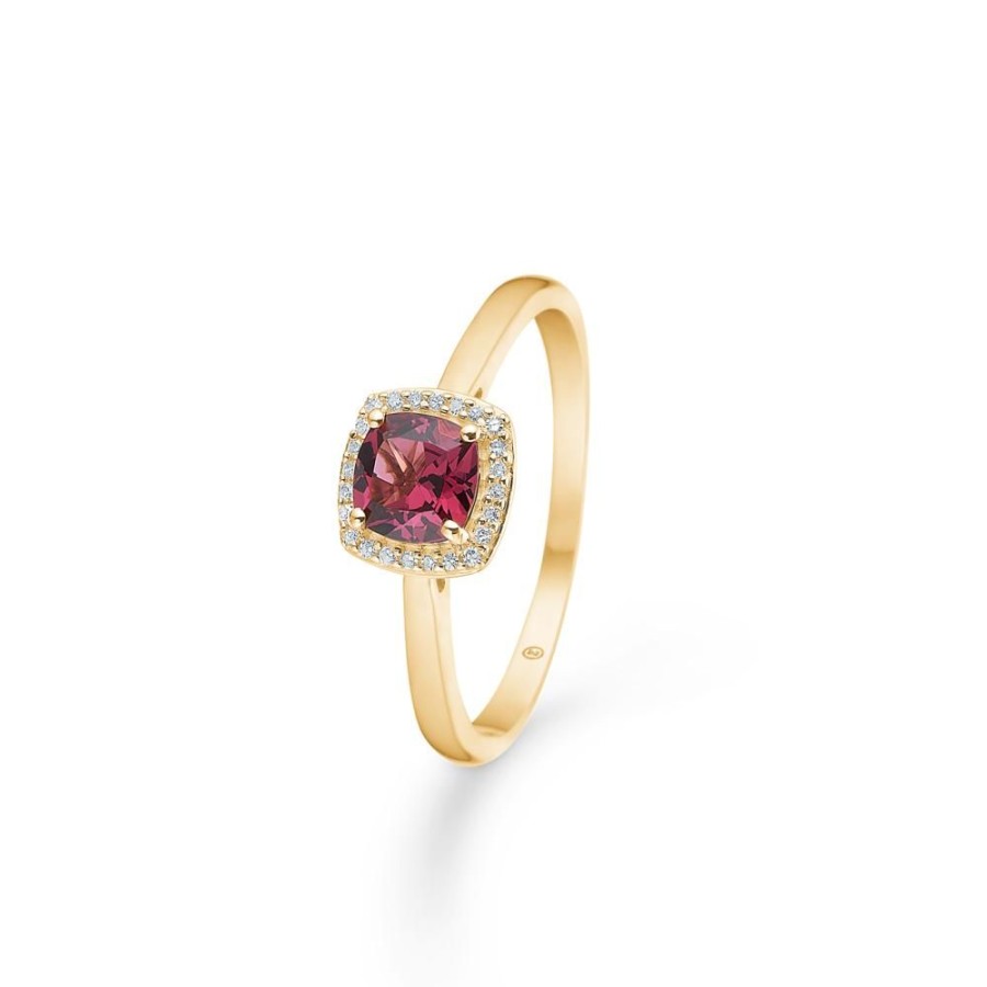 Jewellery Mads Z | Mona Lisa Ring In 14 Ct. Gold With Rhodolite And Diamond