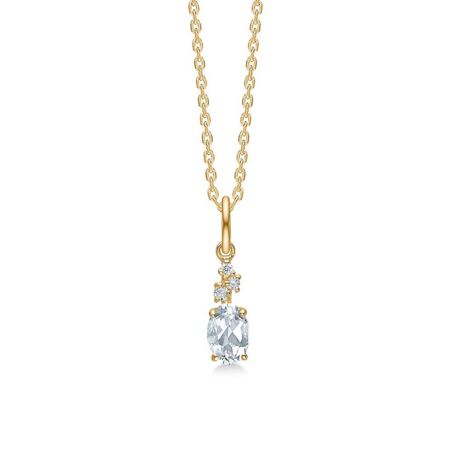 Jewellery Mads Z | Leonora Pendant In 14 Ct. Gold With White Topaz And Brilliant