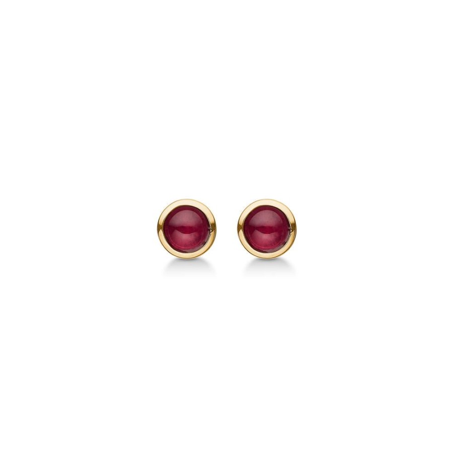 Jewellery Mads Z | Cabochon 14 Ct. Gold Earrings W. Ruby