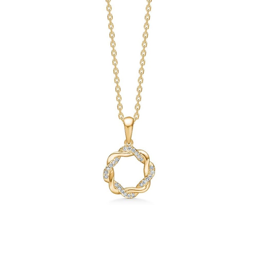 Jewellery Mads Z | Twist Pendant In 14 Ct. Gold With Diamonds