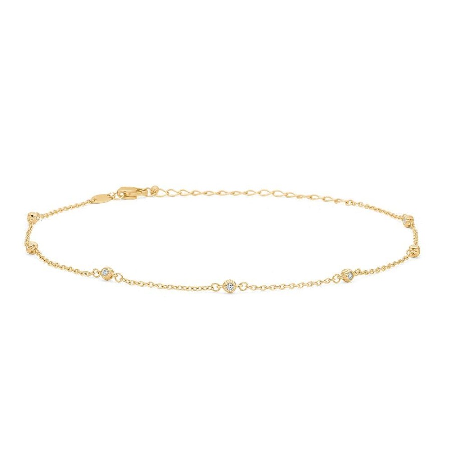 Jewellery Mads Z | Nora Ankle Chain In 8 Ct. Gold With Zirconia