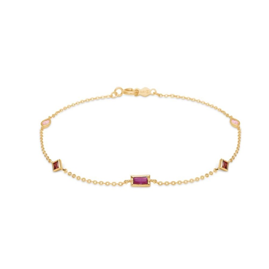 Jewellery Mads Z | Valentina Bracelet In 8 Ct. Gold With Red Zirconia