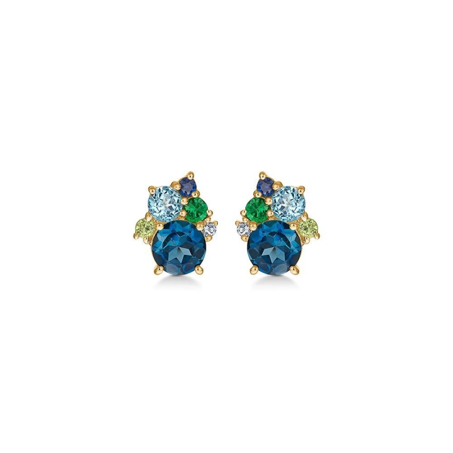 Jewellery Mads Z | Four Seasons Winter Earrings In 14 Ct. Gold With London Blue Topaz And Sapphire