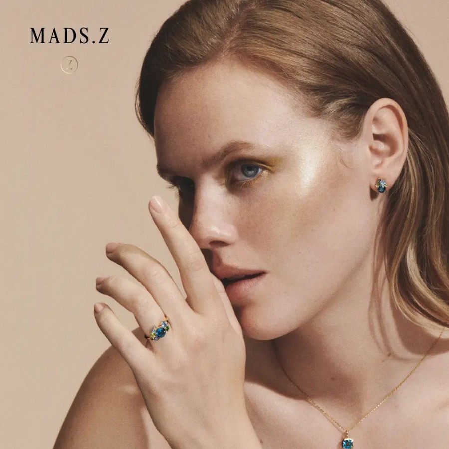 Jewellery Mads Z | Four Seasons Winter Earrings In 14 Ct. Gold With London Blue Topaz And Sapphire