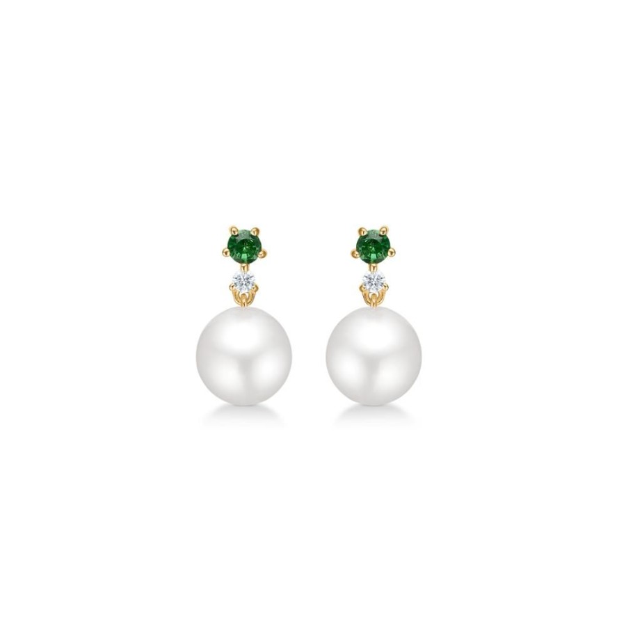 Jewellery Mads Z | Purple Felicity Earrings In 14 Ct. Gold With Tsavorite And Diamond