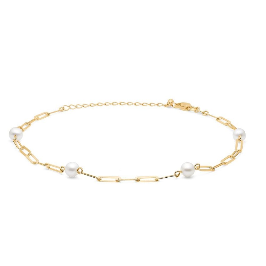 Jewellery Mads Z | Nora Anklet In 8 Ct. Gold With Cultured Pearls