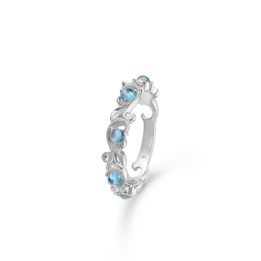 Jewellery Mads Z | Vintage Blooming Silver Ring With London Blue Topaz