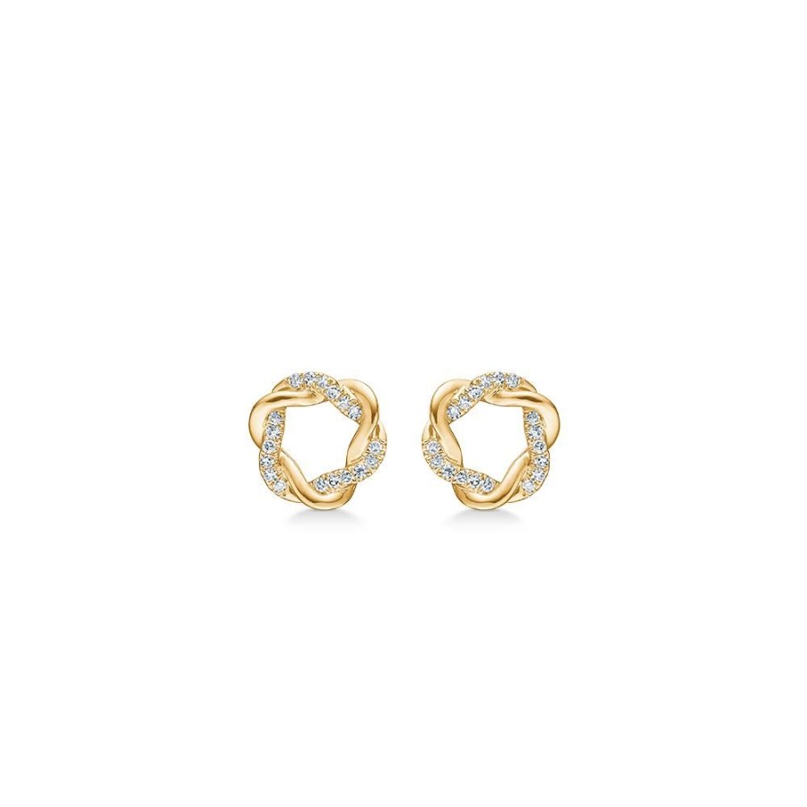 Jewellery Mads Z | Twist Earrings In 14 Ct. Gold With Diamonds