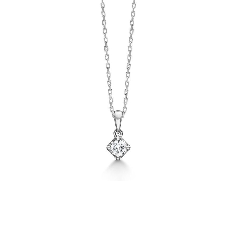 Jewellery Mads Z | Crown Pendant 14 Ct. White Gold W. 0,16 Ct.