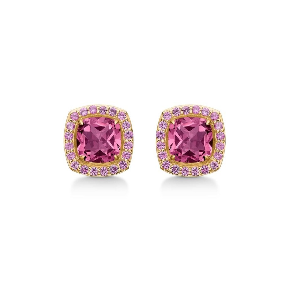 Jewellery Mads Z | Provence Earrings In 14 Kt. Gold With Pink Quartz And Pink Sapphire