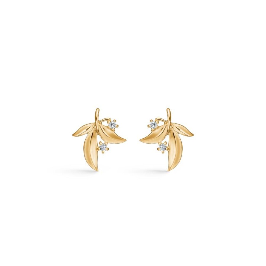 Jewellery Mads Z | Olive Love Earrings In 14 Kt. Gold With Diamonds