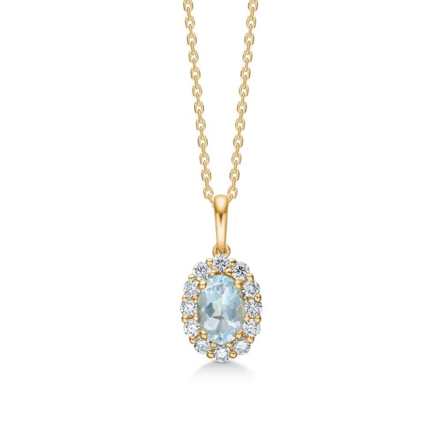 Jewellery Mads Z | Portofino Pendant In 14 Ct. Gold With Aquamarine And Diamonds