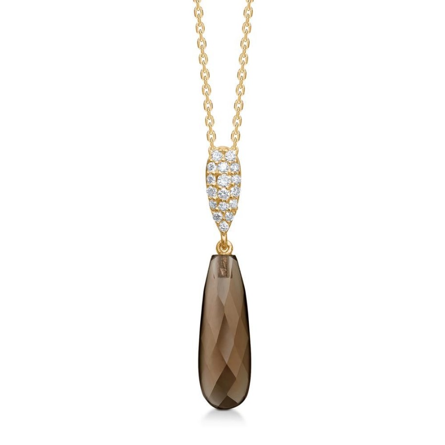 Jewellery Mads Z | Love Drops Pendant In 14 Kt. Gold With Diamond And Smoky Quartz