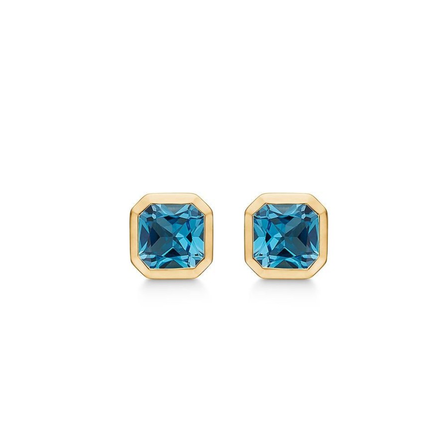 Jewellery Mads Z | Darling Earrings In 14 Ct. Gold With London Blue Topaz