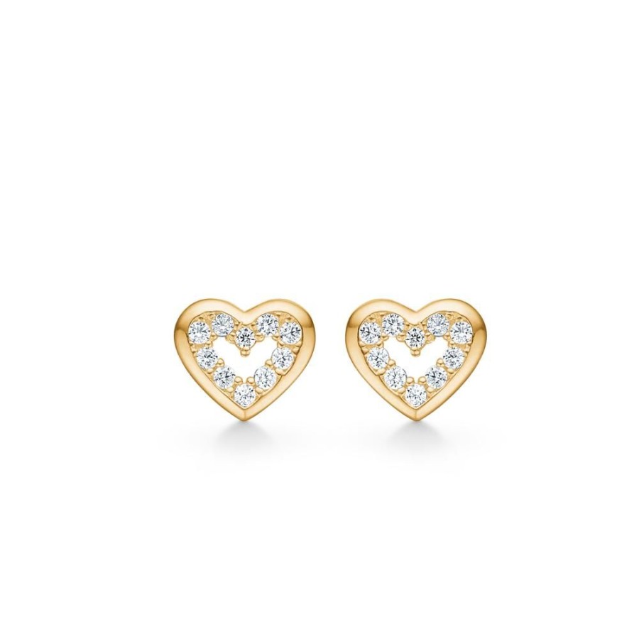 Jewellery Mads Z | Kiss Earrings In 8 Ct. Gold With Zirconia