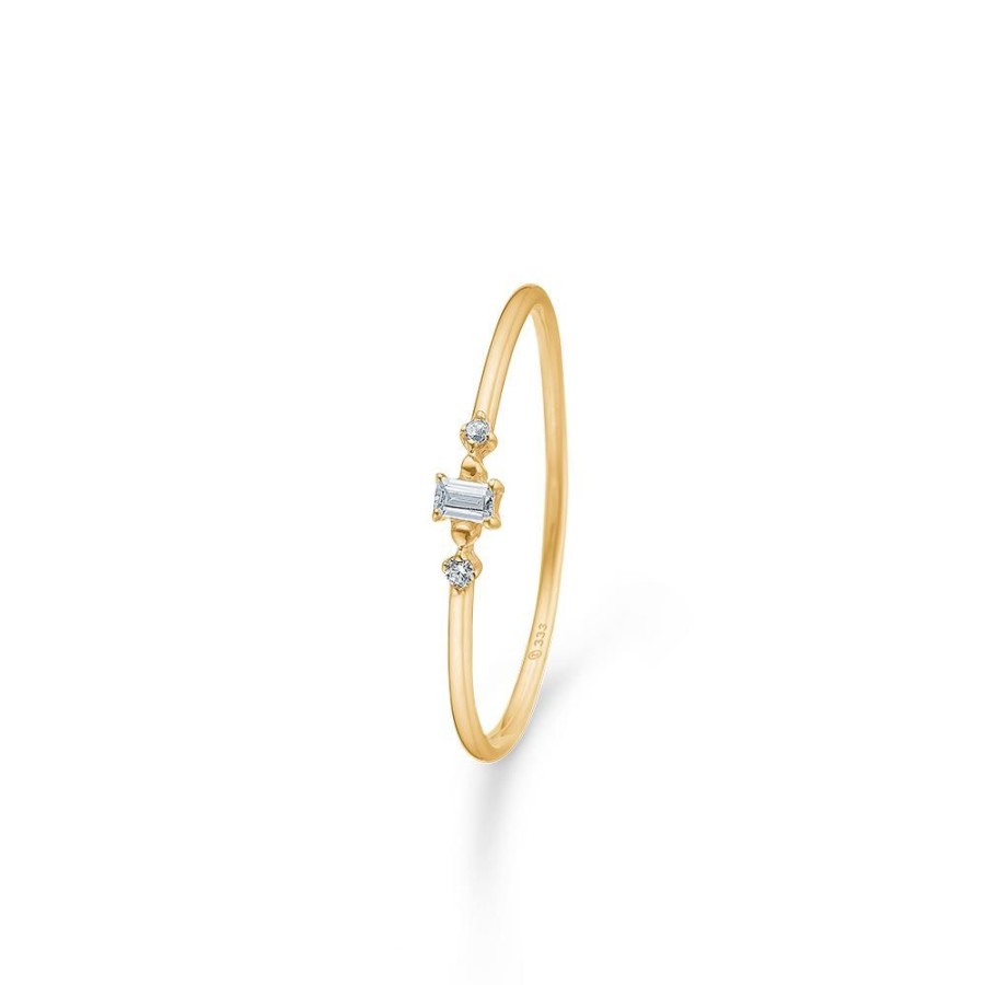 Jewellery Mads Z | River Ring In 8 Ct. Gold With Zirconia