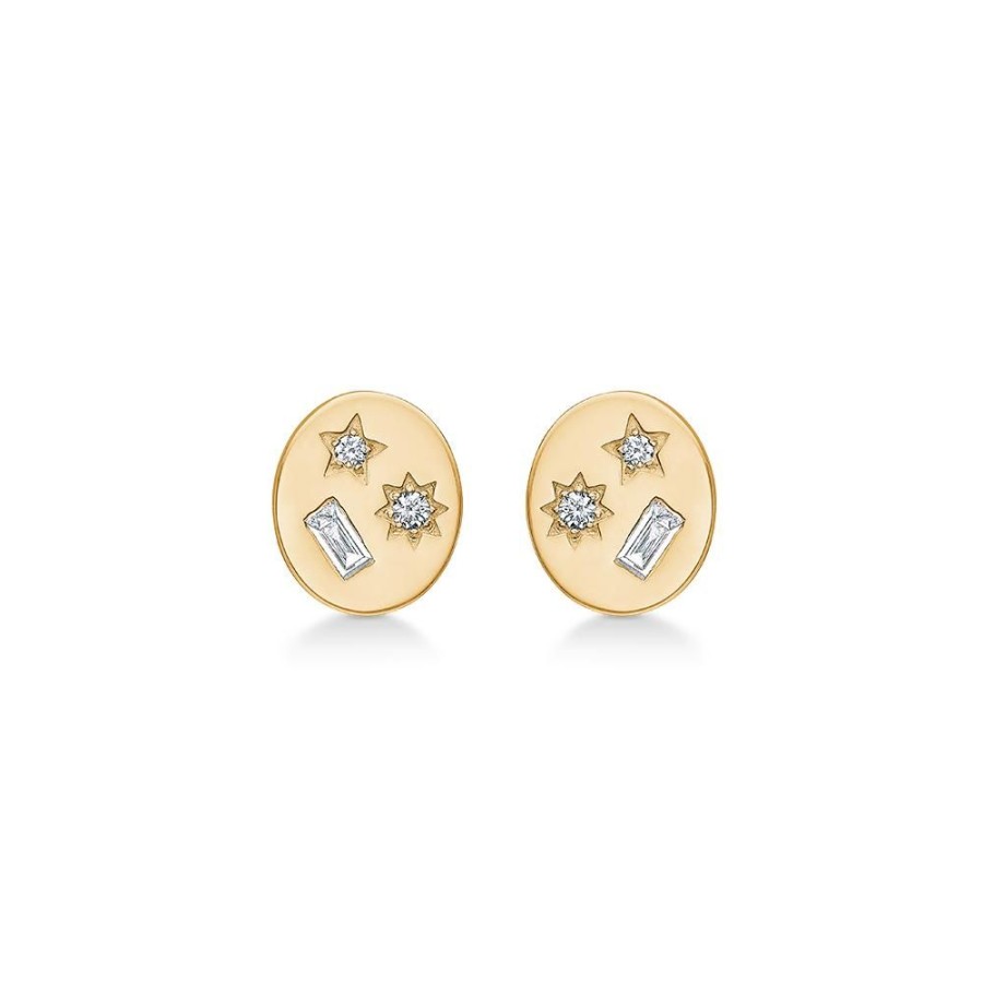 Jewellery Mads Z | Diamond Symphony Earrings In 14 Ct. Gold With Diamonds