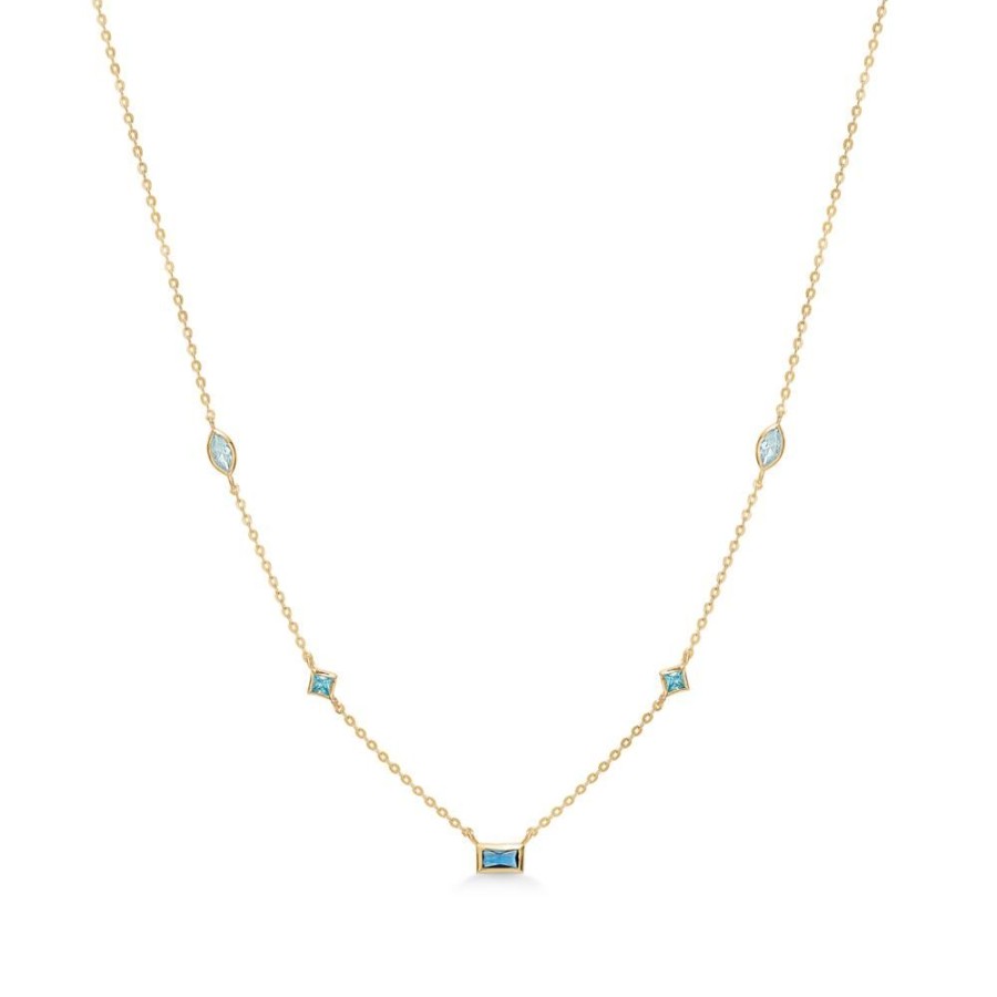 Jewellery Mads Z | Valentina Necklace In 8 Ct. Gold With Blue Zirconia