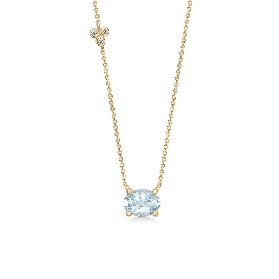 Jewellery Mads Z | Aquamarine Necklace In 14 Ct. Gold With Aquamarine And Diamonds