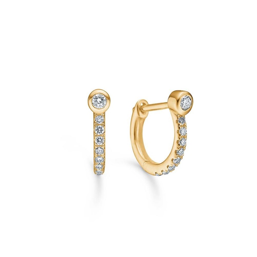 Jewellery Mads Z | Hug Earrings In 14 Ct. Gold With Diamonds