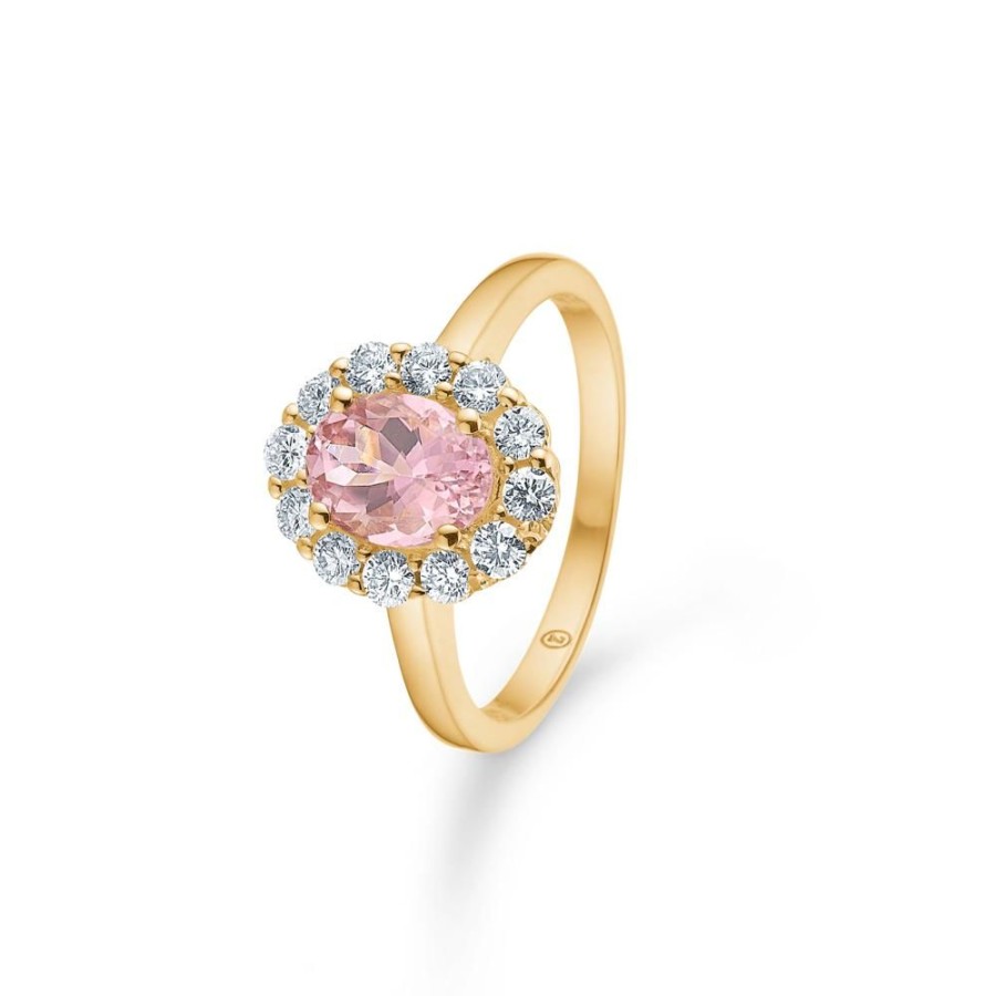 Jewellery Mads Z | Portofino Ring In 14 Ct. Gold With Pink Topaz And Diamond