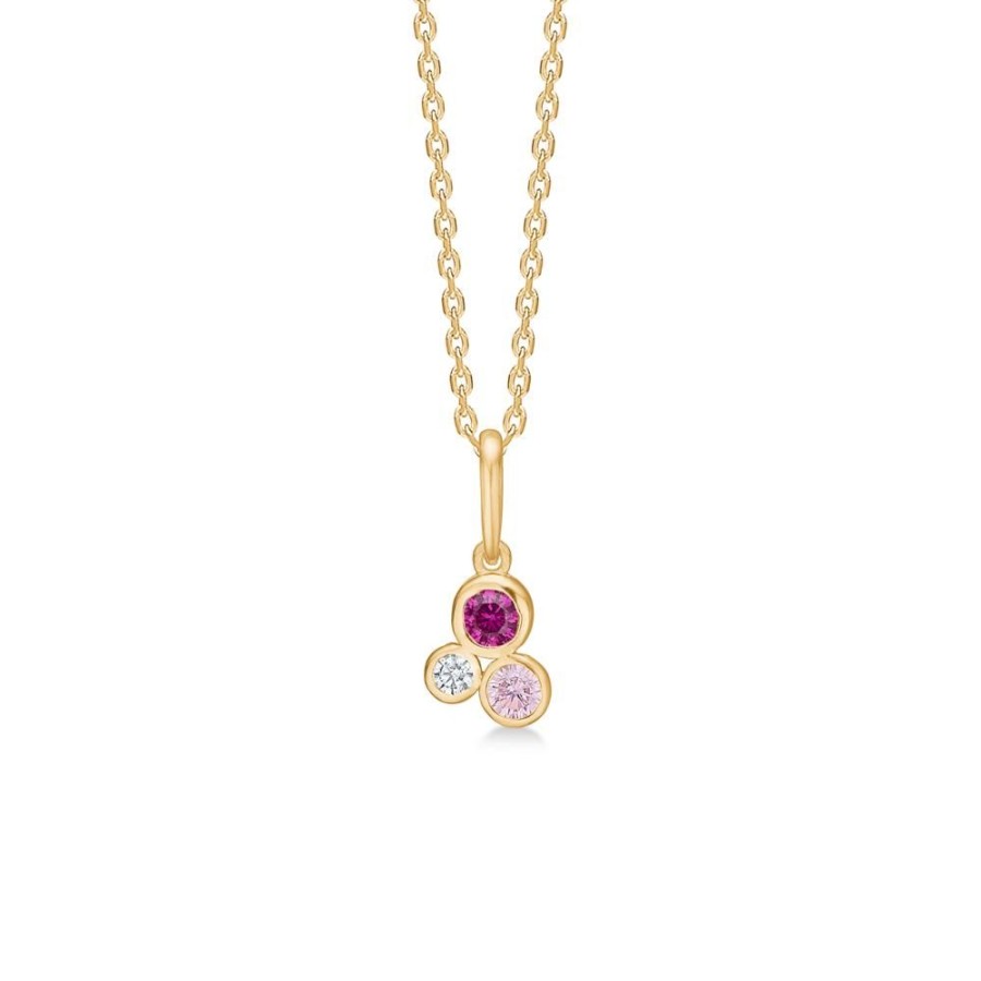 Jewellery Mads Z | Emily Pendant In 8 Ct. Gold With Pink Zirconia