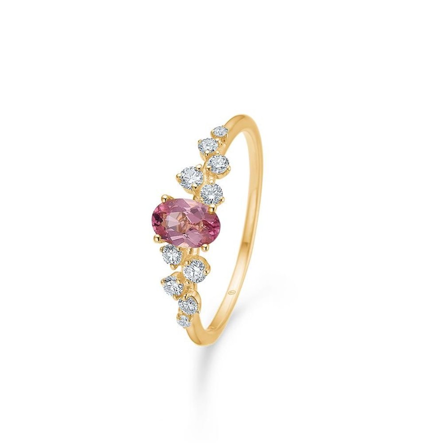 Jewellery Mads Z | Leonora Ring In 14 Ct. Gold With Pink Tourmaline And Diamonds