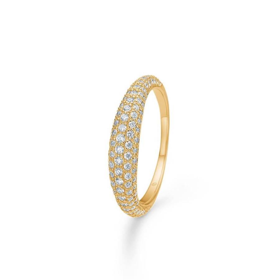 Jewellery Mads Z | Half Moon Ring In 14 Ct. Gold W. Diamonds