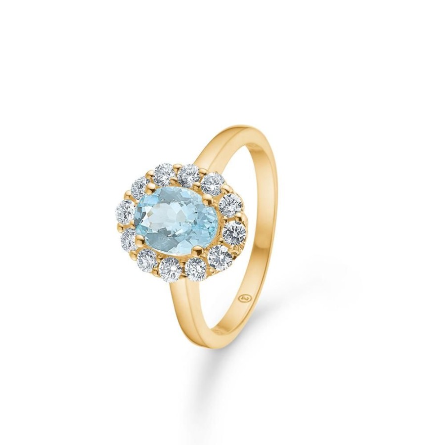 Jewellery Mads Z | Portofino Ring In 14 Ct. Gold With Aquamarine And Diamond