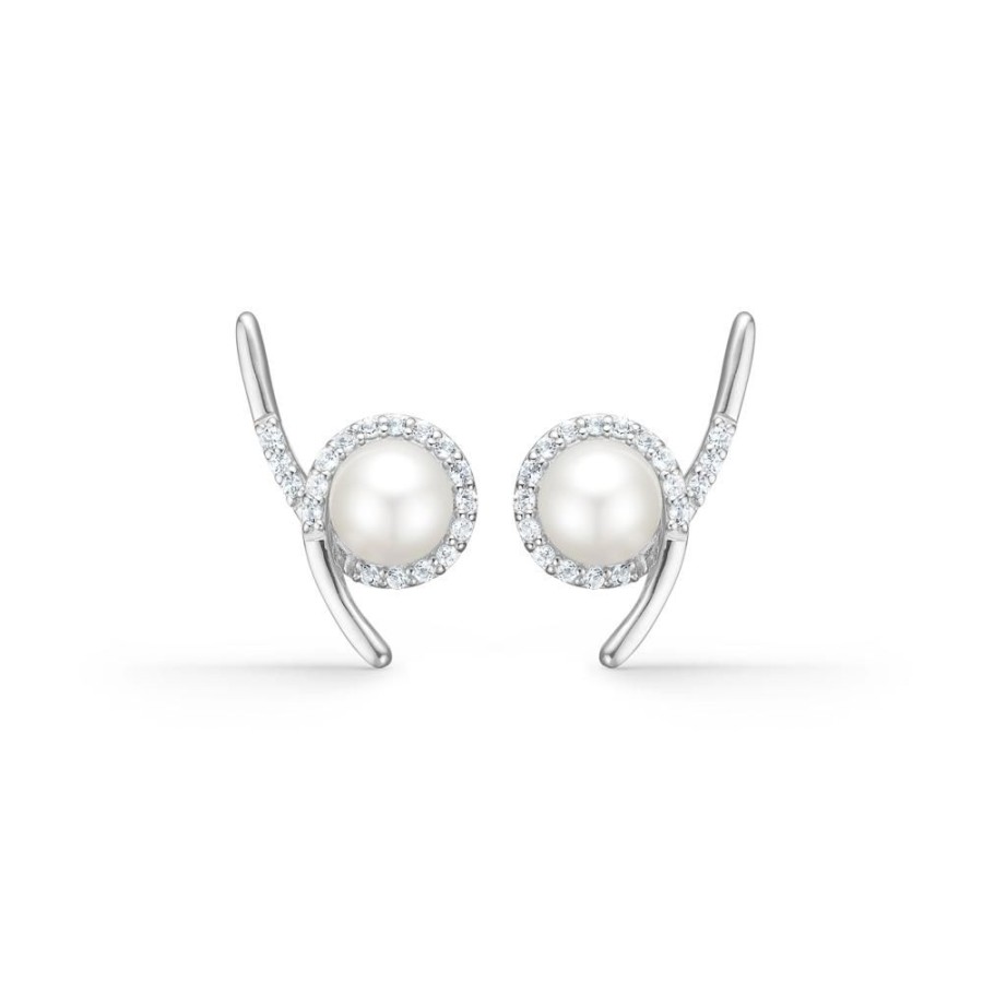 Jewellery Mads Z | Kimberly Silver Earrings With Topaz And Pearl