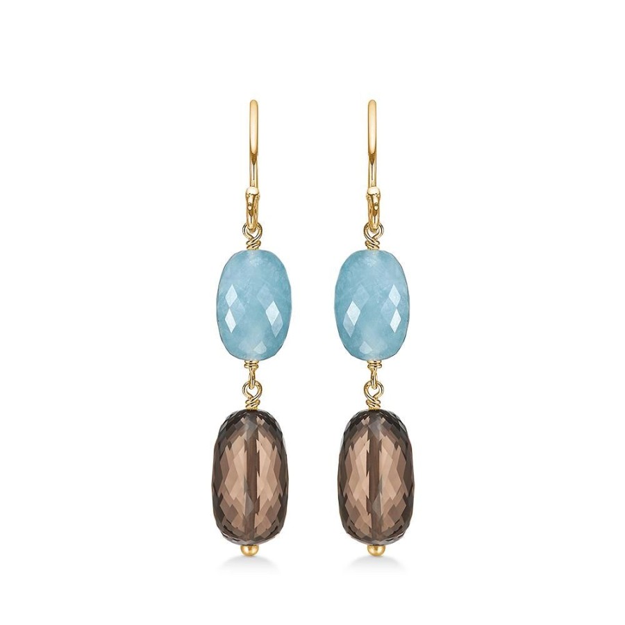 Jewellery Mads Z | Cocktail Earrings In 14 Ct. Gold With Smoky Quartz