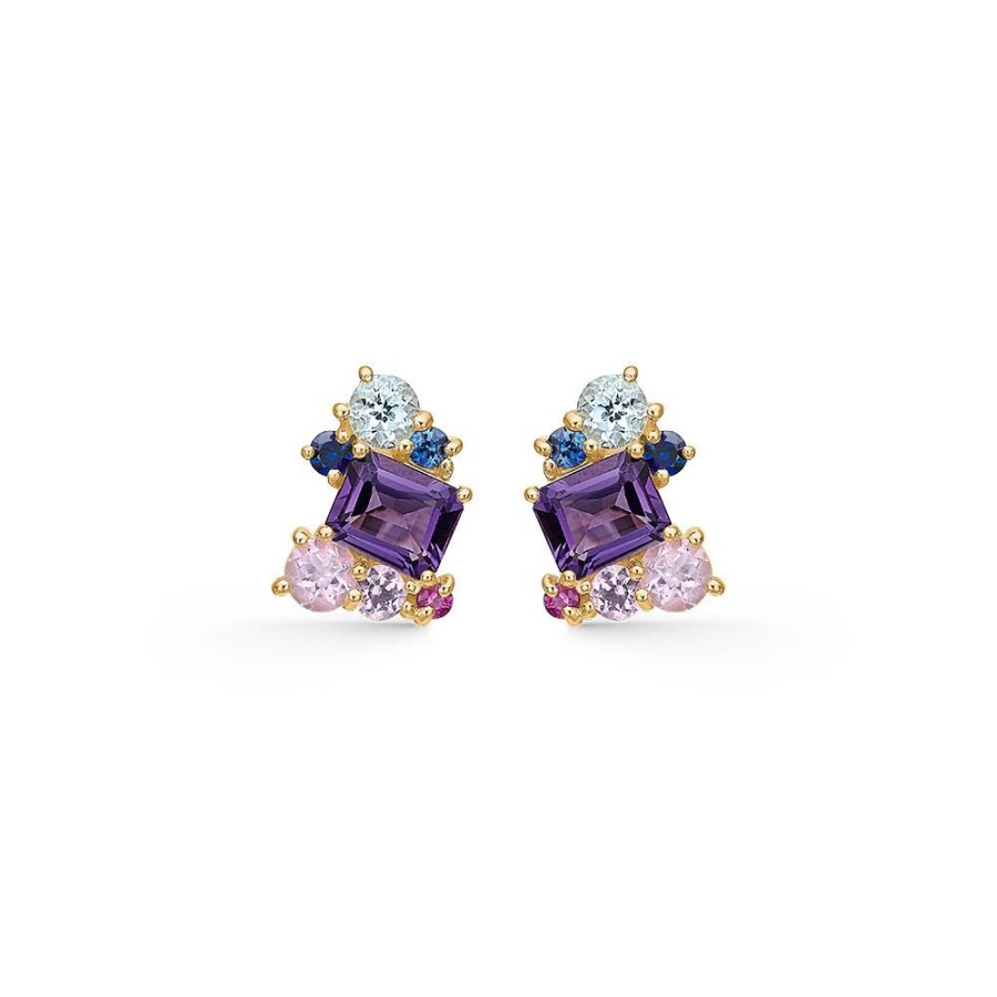 Jewellery Mads Z | Four Seasons Summer Earrings In 14 Ct. Gold With Genuine Stones