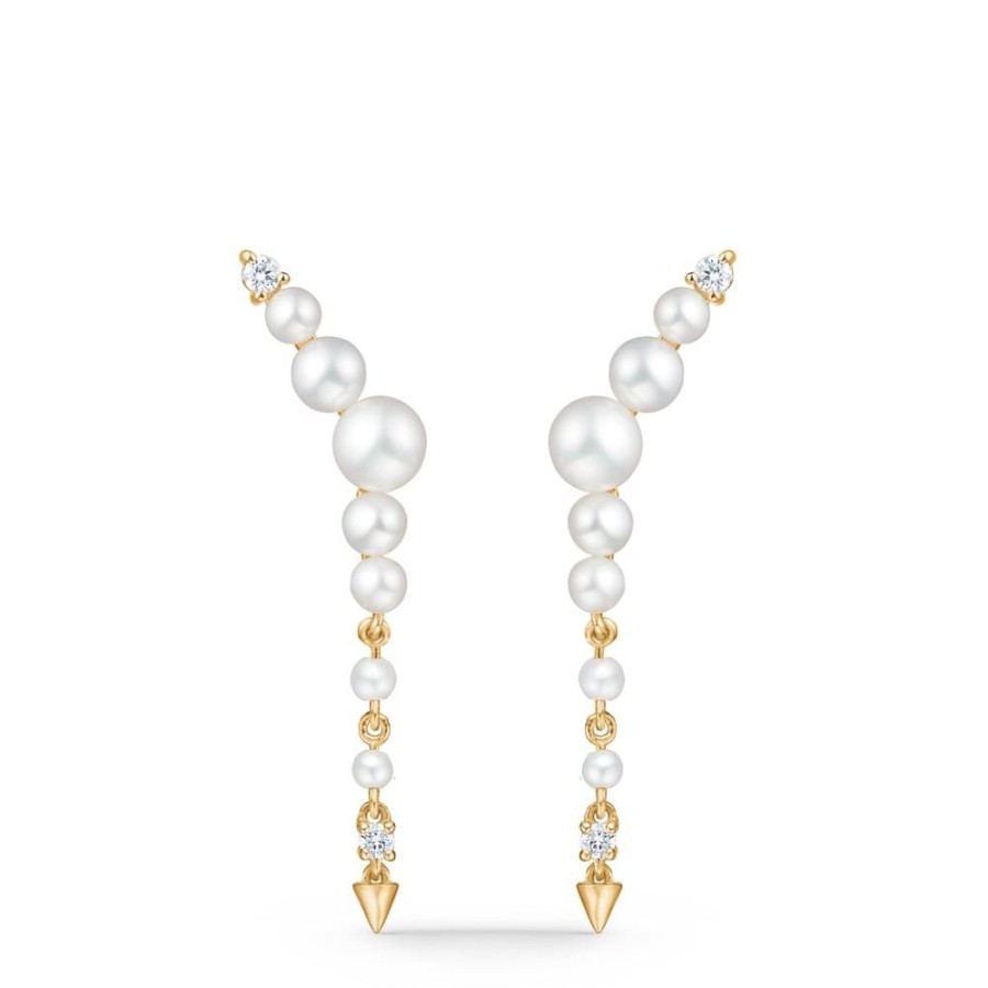 Jewellery Mads Z | Unicorn Earrings In 14 Ct. With Diamonds And Pearls