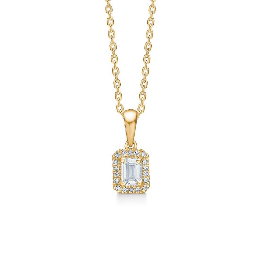 Jewellery Mads Z | Isabella Pendant In 14 Ct. Gold With White Topaz And Brilliant