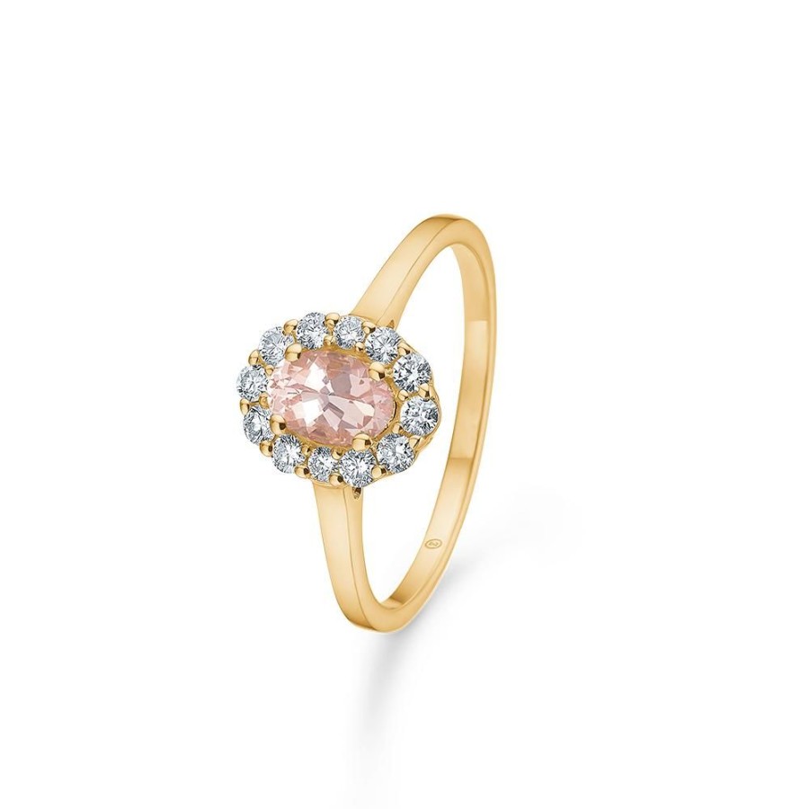 Jewellery Mads Z | Madison Ring In 14 Ct. Gold With Morganite And Diamonds