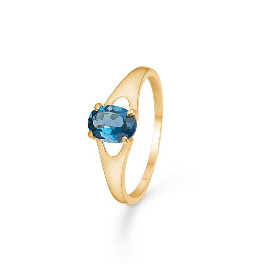 Jewellery Mads Z | Hyacinth Ring In 8 Ct. Gold With London Blue Topaz