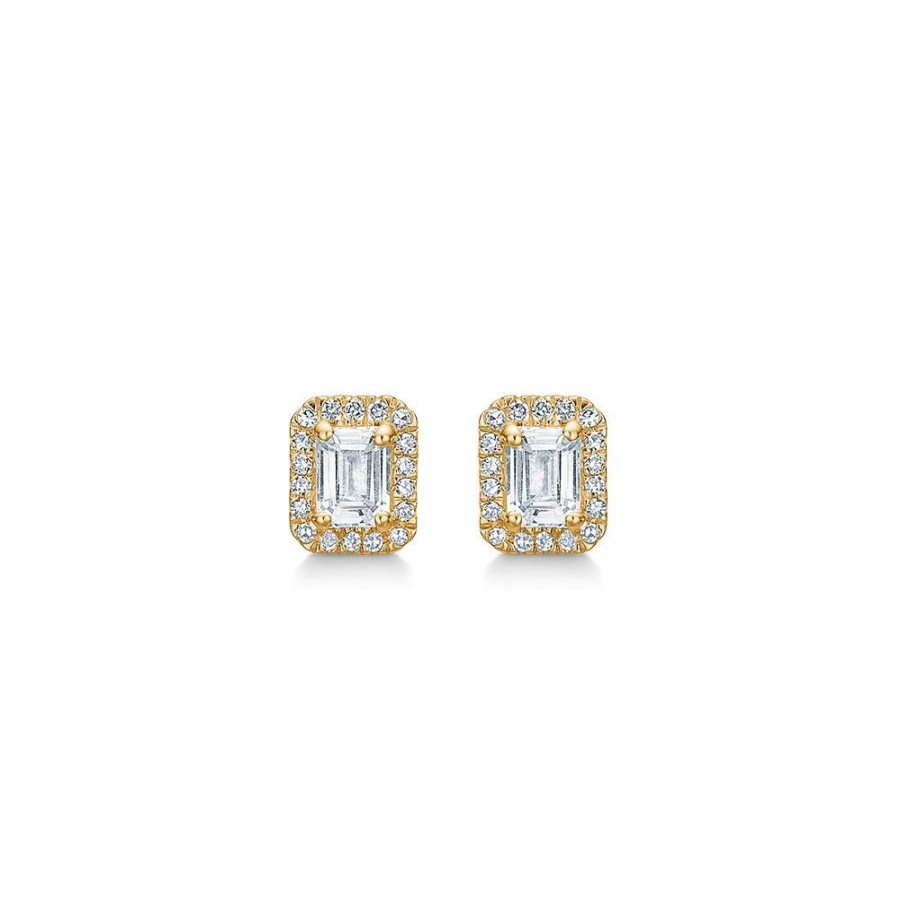 Jewellery Mads Z | Isabella Earrings In 14 Ct. Gold With White Topaz And Diamonds