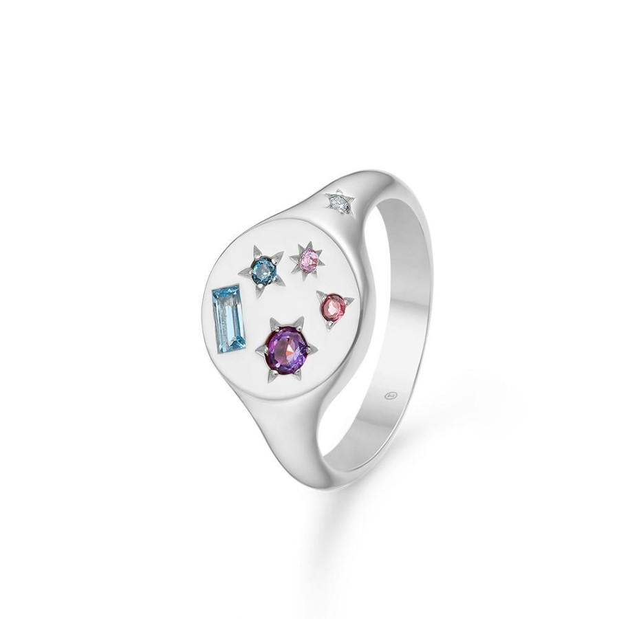 Jewellery Mads Z | Symphony Silver Ring With Amethyst And Diamonds