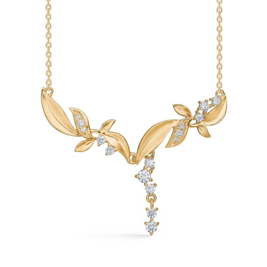 Jewellery Mads Z | Olive Love Necklace In 14 Kt. Gold With Diamonds