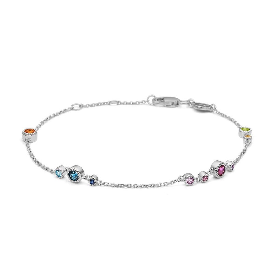 Jewellery Mads Z | Luxury Rainbow Bracelet In 14 Kt. White Gold